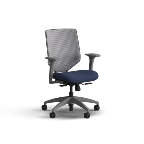 Image of HON Solve Office Chair, Ergonomic Office Chair Mesh Back Support, Adjustable Lumbar Support, Height Adjustable Arms, Titanium Frame, Indigo