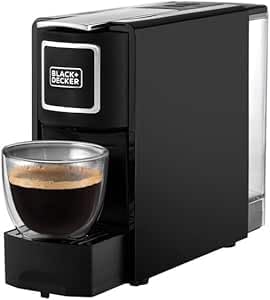 Capsule Coffee Machine, 1140W, Compatible with Espresso Coffee Capsules, Espresso and Lungo Option, Compact Design, One-Touch Control, Fast Brewing, Removable Drip Tray, Black- CCM100-B5