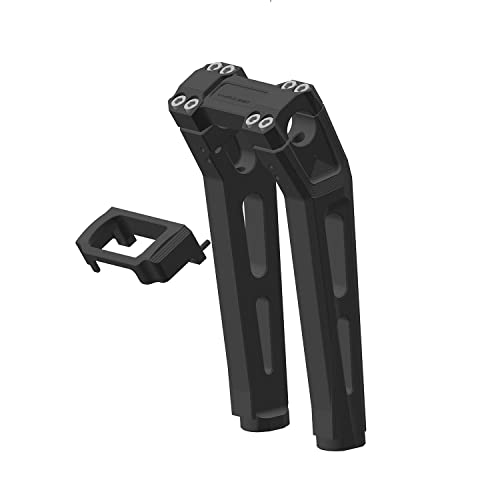 Powerjames 2 In 1 Style 10 Inch Tall Black Handlebar Risers Kit 1.0" With Gauge Module Mount For Harley Davidson Street Bob Low Rider S Softail Slim Dyna With 1.0" Clamping Area #TOP1