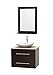 Wyndham Collection Centra 30" Single Bathroom Vanity in Espresso, Ivory Marble Countertop, Arista White Carrera Marble Sink & 24" Mirror
