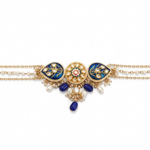 Image of SANJOYA BY EVERSTYLISH Nilachandrika Moonlight Of The Blue Sky Handmade Kundan Set With Necklace And Earrings Lightweight Jewelry For Women | Party, Festive, Wedding & Gifting