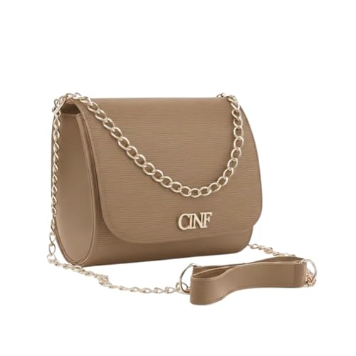 Bolsa Feminina Transversal Tira Colo Corrente (Amêndoa)