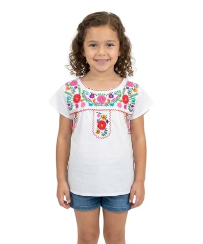 Image of unik Girls Cotton Embroidered Floral Blouse for Birthdays, Cultural Events, Cinco De Mayo