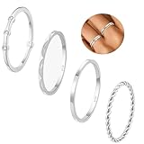 WEDDINEN S925 Sterling Silver Rings for Women,Dainty Stackable Silver Thumb rings for Women Non Tarnish,Silver Band Waterproof Ring, Anillos Para Mujer Womens Rings size 7