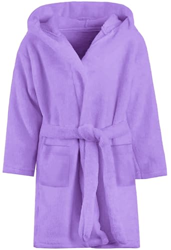 Image of Umeyda Girls & Women Fleece Hooded Robes, Soft Fuzzy Bathrobe Warm Plush Fluffy Bath Robe for Kids Womens