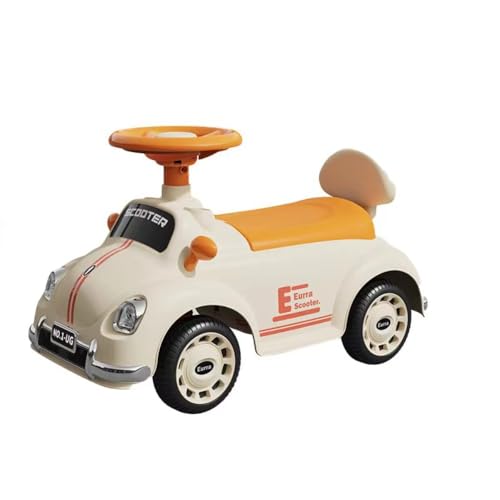 YAKINO 乗用玩具 足けり乗用 レトロカー クラシックカー 子供 車足こぎ乗用玩具、音楽と光とともにレトロカー、子供用車、1歳から6歳までのスイングカー、学習用歩行玩具、誕生日プレゼントライト付き滑空車 (ホワイト)