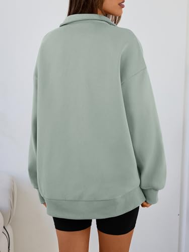 Image of Trendy Queen Women's Oversized Sweatshirts Half Quarter Zip Fleece Sweaters | Soft Cozy Zip Pullover, Comfort Warm Sweaters for Fall Winter, Fashion Mock Neck Outfits