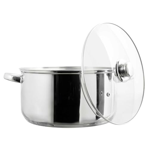 COOK CONCEPT - KC0004 Faitout Métal avec Couvercle Verre - Compatible Tous Feux et Four - Capacité 7L - Argent