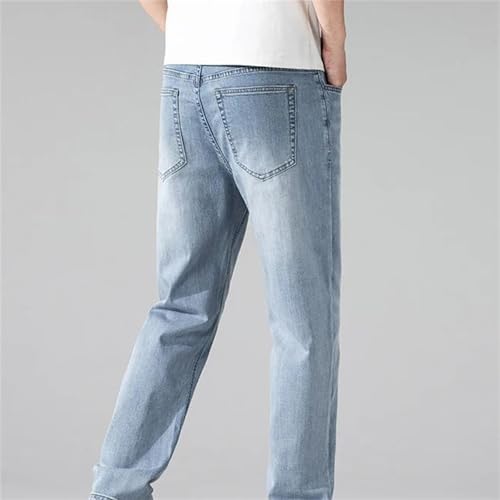 Men's Long Jeans – Straight Light Blue Stretch Denim Pants, Business Casual Trousers for Tall Men 7