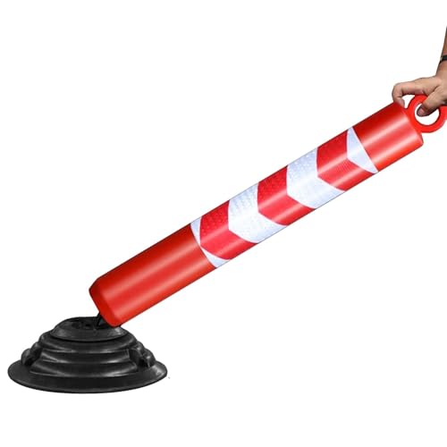 Plastic Parking Bollard Post Red, Removable Safety Bollard Pole Barrier, Driveway Security Bollards with Rubber Base, Traffic Delineator Cones(H 100cm (39 3/8