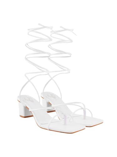 Image of Shoetopia Elegant Block Heel Sandals with Gladiator Detail | Chic Lace-Up Straps | Comfortable Summer Footwear for Women