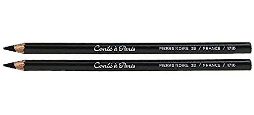 Image of Conte A Paris Conte A Paris Artists Pencils Pierre Noire 3B (Black,Pack Of 2)