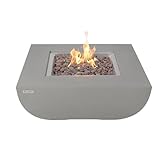 Westport Concrete Fire Pit 34' x 34' Outdoor Patio Firepit Includes Lava Rocks Modern Fire Pits & Outdoor Fireplaces for Garden, Deck, Indoor & Outdoor Heating