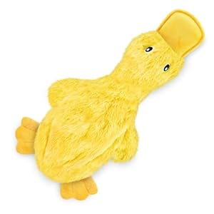 Best Pet Supplies Interactive Squeaky Dog Chew Toy, Ideal Dog Toys for Chewers, Small, Medium & Large Dogs, and Fetch Lovers – Crinkle Duck (Yellow), Large