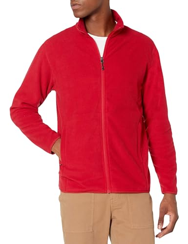 Amazon Essentials Veste Polaire à Fermeture éclair intégrale (Grandes Tailles Disponibles) Homme, Rouge, M