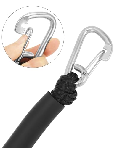 QWORK® 2er Pack Boot Festmacherleine 16mm Bungee Dock Leine mit Karabinerclip, Elastisch 122-168cm, Bruchfestigkeit 1000kg