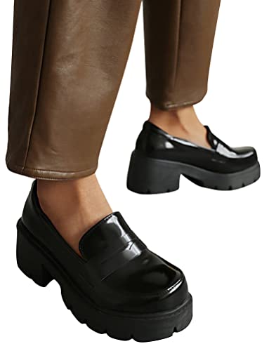 Image of Women's Platform Mary Janes Chunky Heel Ankle Strap Uniform Dress Shoes Heeled Gothic Lolita Oxfords