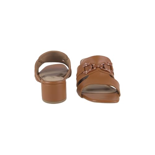 Image of Mochi Women Faux Leather Block Heel Slip-on Fashion Sandal