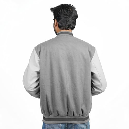 Image of Men's Fashion Varsity Jacket Causal Slim Fit Wool Letterman Baseball Bomber Jackets