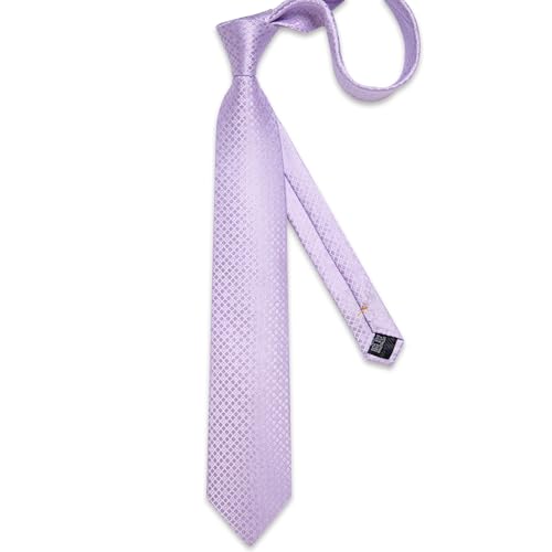 Image of DiBanGu Mens Silk Plaid Tie and Pocket Square Set | Elegant Silk Formal Tie Set, Woven Check Necktie and Cufflinks Tie Clip Set, Perfect for Wedding Party, Comes in Gift Box