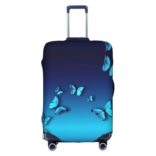 Housse de bagage élastique papillon bleu avec fermeture éclair blanche taille L