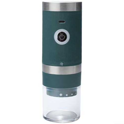 Molinillo de café eléctrico portátil con batería recargable USB, tamaño ajustable grueso a fino, cuchillas de acero inoxidable, para uso en casa, viajes, oficina (verde)