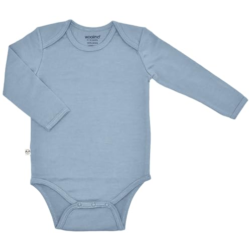 Image of Woolino 100% Superfine Merino Wool Baby Bodysuit - Long Sleeve Bodysuit for Boy and Girl - Tagless Neck Bodysuit for Unisex