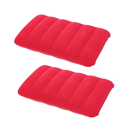 Happyyami 2 Pack PVC Flocking Inflatable Camping Pillow Ergonomic Waist Cushion for Outdoor Travel Nap