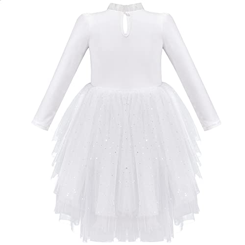 Sunny Fashion Girls Dress White Glitter Ruffle Tulle First Communion Party Pageant2