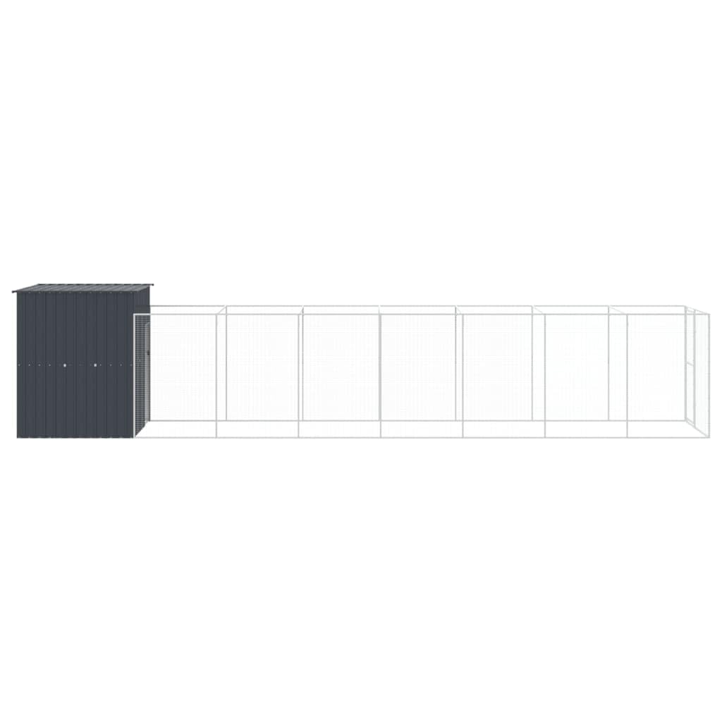 Mangloder Caseta para Perros con Caño Antracita de Acero Galvanizado 165x863x181cm con Techo y Diseño de Red para Exterior, Jardín y Protección Seguro para Perro y Cachorro