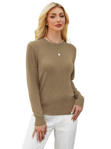 Image of GKBK Women's Wool Blend Sweaters 2026 Fall Fashion Lightweight Business Casual Outfits Long Sleeve Crew Neck Pullover Tops
