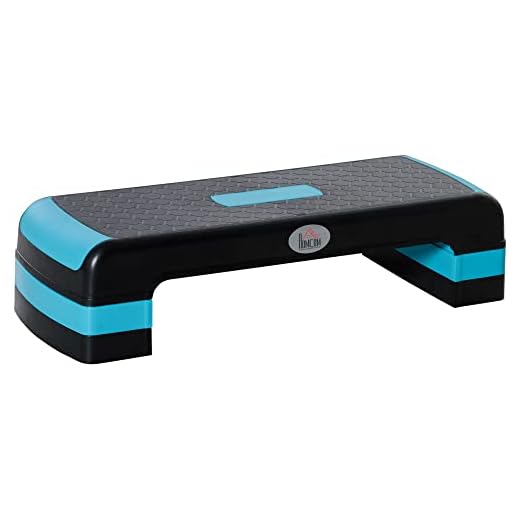 HOMCOM Stepper aérobic fitness hauteur réglable 3 niveaux 10/15/20 cm surface antidérapante plastique 78 x 28 x 20 cm noir et bleu