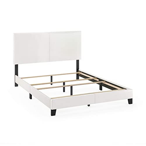 Furinno Pessac Pu Leather Upholstered Platform, Queen, White,Fb19821Qwh #TOP1