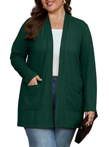Image of OLRIK Plus Size Cardigan for Women 2026 Lightweight Open Front with Pockets