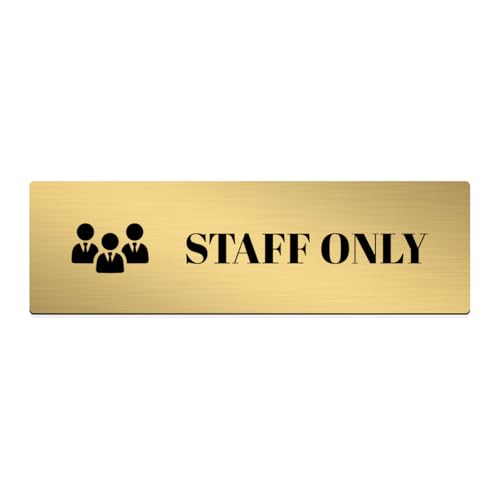 Image of Brushed Silver PVC Office Sign with Double-Sided Tape | Durable 10x3 Inch Signage for Clinics, Malls, Gyms & Hospitals - Available in Silver & Gold (Brushed Gold, Staff Only)