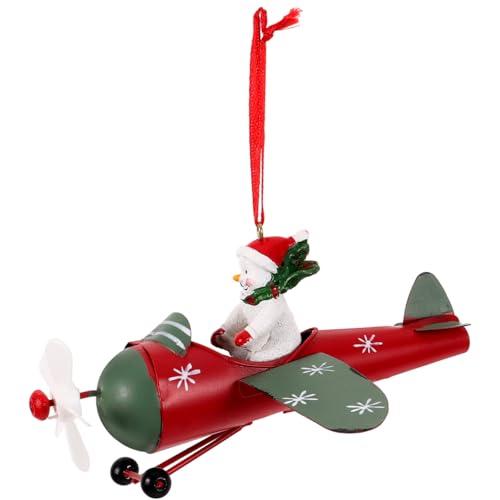 SAFIGLE Adorno Colgante De Navidad De Hierro En Forma De Avión para Árbol De Navidad Decoración Colgante Nórdica para Fiesta Y Hogar 5X4.9X4 Pulgadas