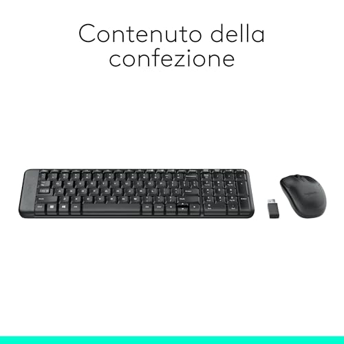 Logitech MK220 Combo Tastiera e Mouse Wireless Compatti per Windows, 2,4 GHz Wireless con Ricevitore USB Unifying, Durata Batteria di 24 Mesi, Compatibile con PC, Laptop, Layout Italiano QWERTY - Nero - 9