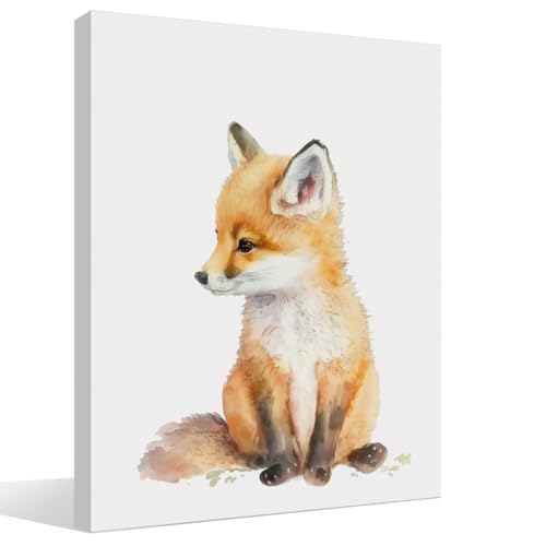 Image of Woodland Nursery Decor, Baby Room Decor, Fox Wall Art Decorations For Safari Nursery Kids Toddler Boy Girl Room Playroom, Animal Wall Art Prints Poster 11x14 Inches Framed