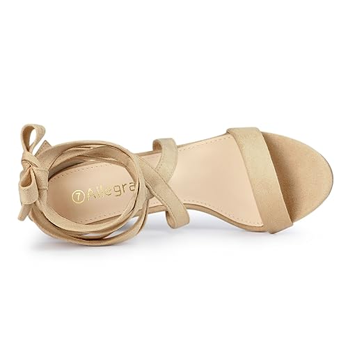 Allegra K Allegra K Women's Crisscross Lace Up Mid Block Heels Beige Sandals - 9 M US