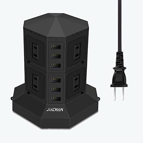8AC 6USB 雷ガード 過負荷保護 1500W タワー式電源タップ 縦 Amazon.co.jp: JIACHANタワー式電源タップ 縦コンセント 8AC充電