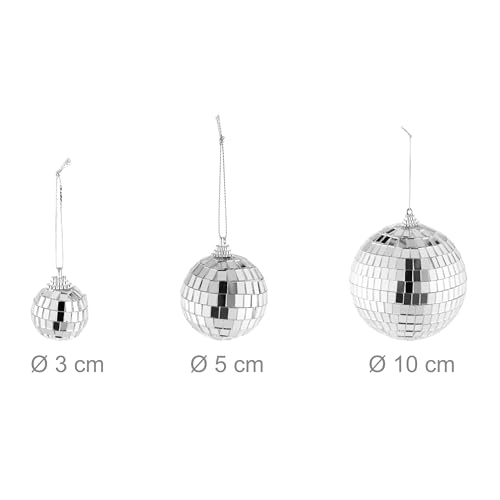 Mini boules disco à facettes argentées en lot de 15 pièces avec fixations suspendues - 5