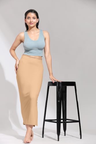 Image of TRENDMALLS Women's Polyester Spandex Stretchable Straight Saree Shapewear Petticoat for Women, Cotton Blended, Skirts for Women, Saree Shaper