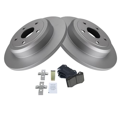 Image of TRQ Rear Brake Pad and Rotor Set Ceramic G Coated Rotors Compatible with 2020 Jeep Grand Cherokee