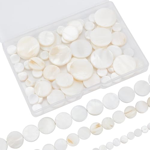 White Flat Shell Beads