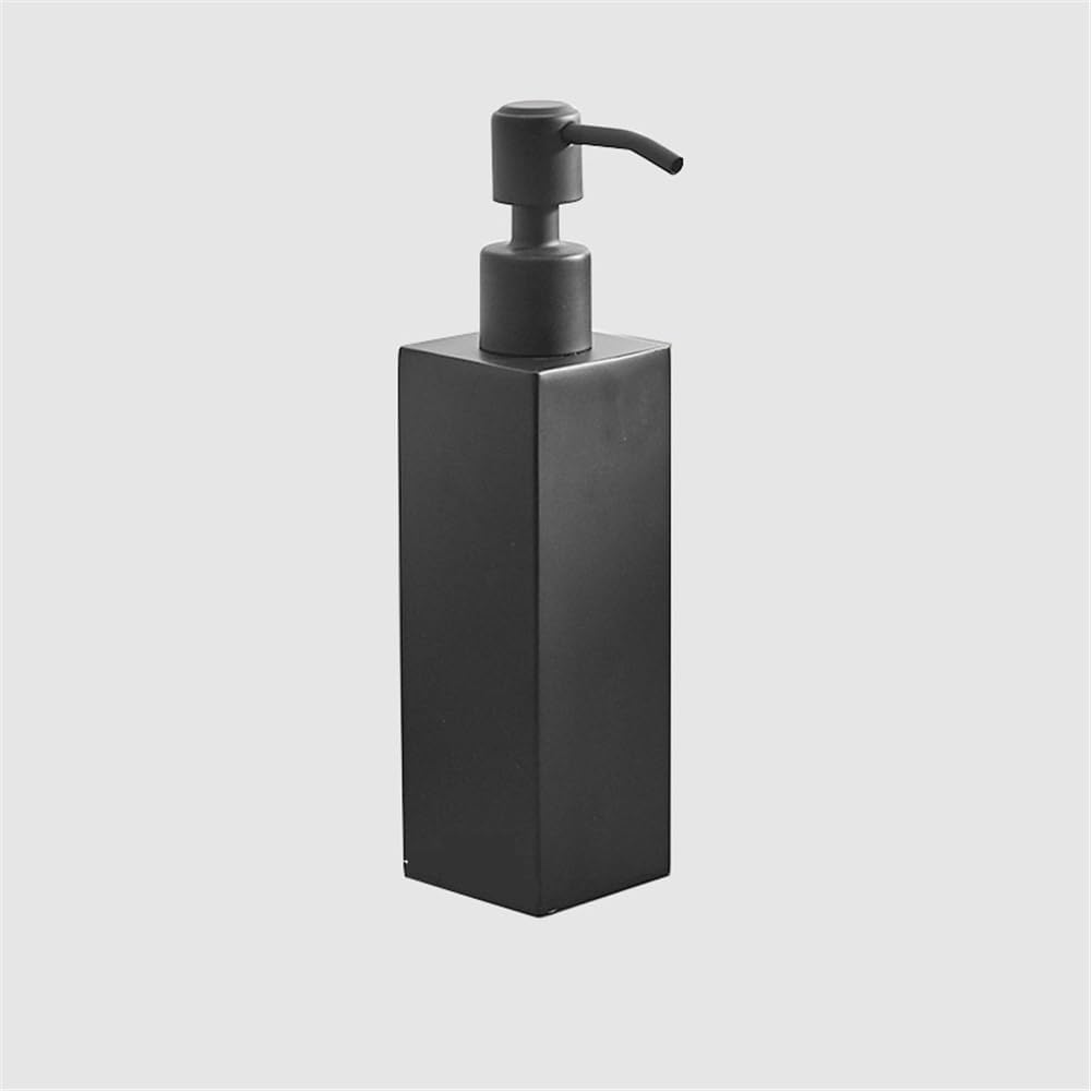 Soap Dispenser Stainless Steel Cubic Soap Dispenser Bathroom Squeeze Single Lotion Bottle Square Black/Silver Soap Dispenser Bathroom(Silver)