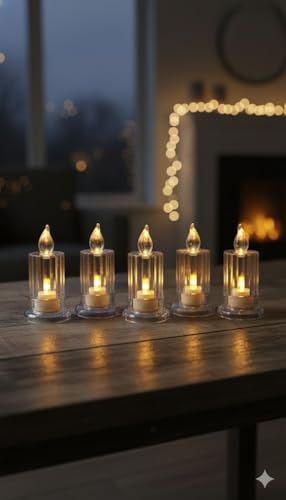 VERVENIX RadiantGlow LED Flameless Candle Lights (Warm Golden, Pack of 6) | Crystal Design Decorative Lamps for Diwali, Christmas, Wedding & Home...