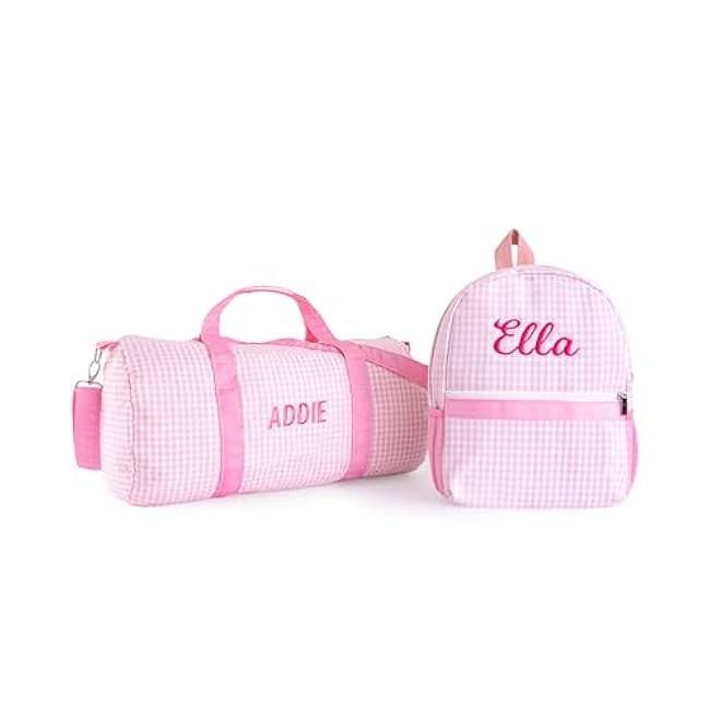 MT WORLD Daycare Backpacks with Lunch Boxes Set,Personalized Checkered Backpacks and Lunchboxes,Travel Daypack with Lunch Bag,Purple Checkered Daypack Lunchbags Set