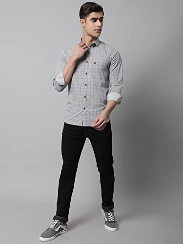 Image of Majestic Man Cotton Checkered Slim Fit Casual Shirt For Men