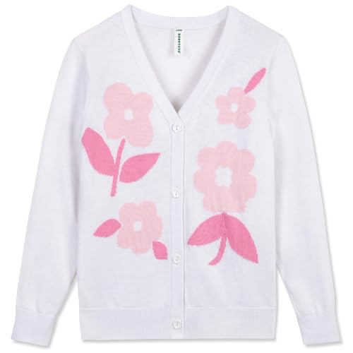 Image of BOBOYOYO Girls Cute Cardigan Cotton Girls Button Up Sweater Knit Jacket | Long Sleeve Crew Neck Kawaii Clothes for Casual School Wear