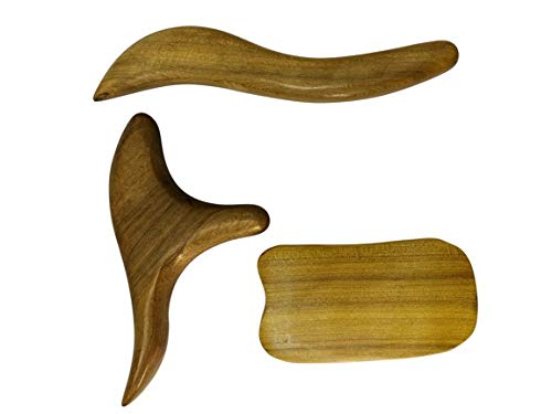 Gua Sha Scraping Massage Tools Set for Face,Back and Shoulder, Natural Wooden Full Body Gua Sha Tools, Premium Physical Therapy for Anti-Aging,Facial Slimming,Acupuncture Treatment (3SET-2)